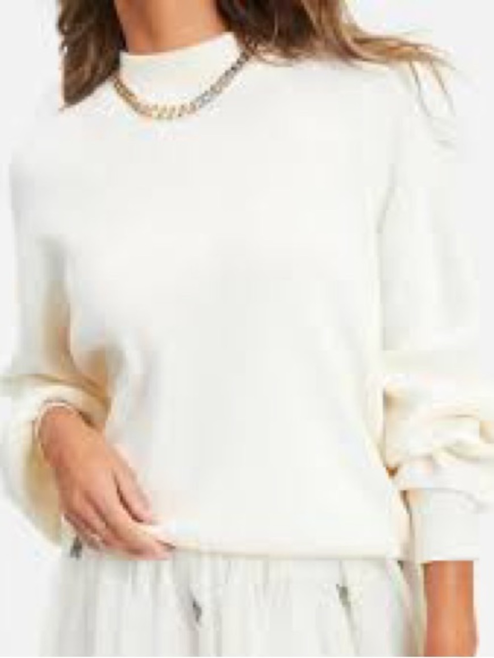 Fate Cream Ivory Ribbed Mock Neck Sweater Pullover Long Sleeve Women’s Size S